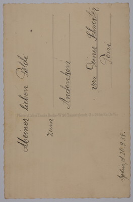 Rueckseite mit handschriftlicher Adresse